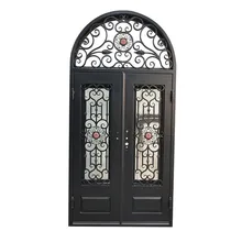 Top arco fancy disegno battuto doppio fronte entry porte di ferro all'aperto