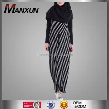 Kualitas Tinggi Klasik Desain Fashion Wanita Jilbab Muslim Syal Hitam Dan Putih Striped Panjang Knit Dress Abaya Buy Panjang Lengan Gaun Abayaabaya