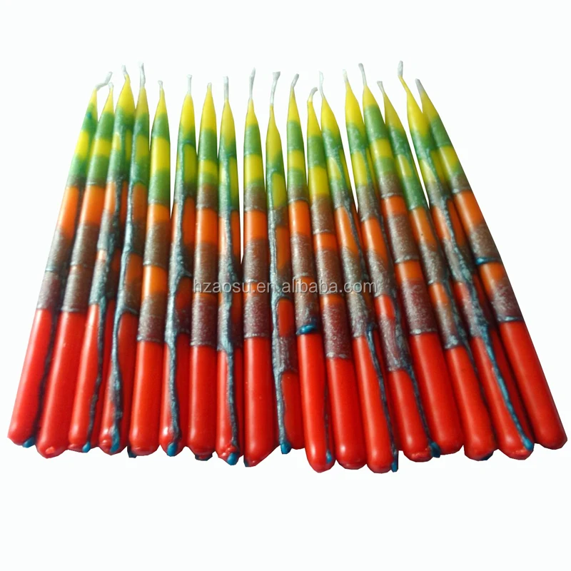 Hanukkah Candles Tapered Multi Tricolored Hand Decorated Candles Buy