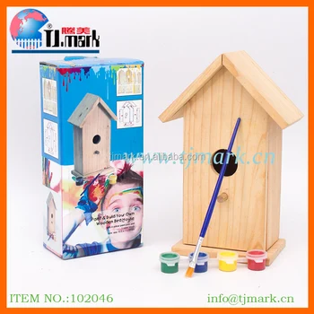 Tj Marque Peinture Et Bulid Fait Main Petites Maisons Doiseaux En Bois Pour Les Enfants Bricolage Buy Petites Maisons Doiseaux En Boismaisons