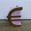 Unique Euros shape money saving box ,ceramic gold electroplate money box customized