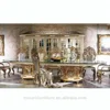 European elegant Palace Dining Room Furniture Wooden Carving Dining Table Set with 12 chairs