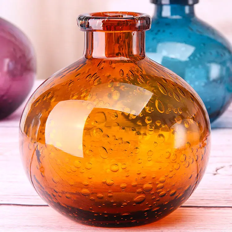 Различные формы и стиль художественная стеклянная ваза цветные очки ручной работы стеклянная ваза Мути-цветные пузырь стеклянная ваза производитель