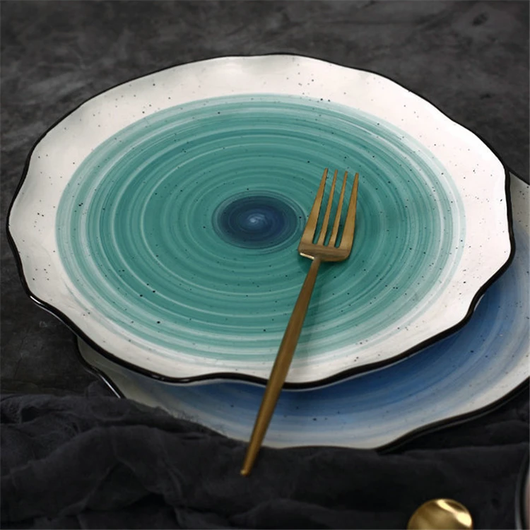 Unique design graceful  dinnerware irregular shape plates china crockery porcelain dinner set for restaurant