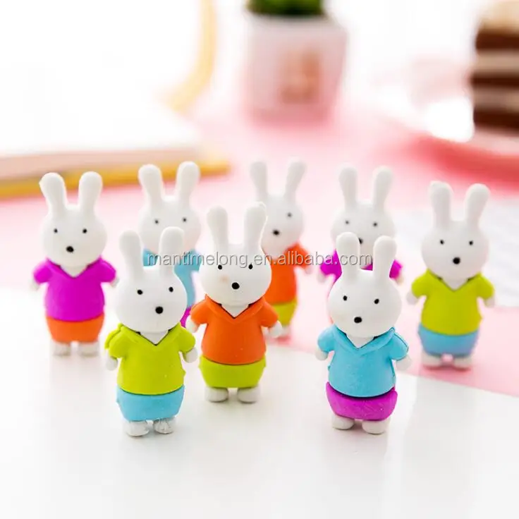 Kawaii Cartoon Rabbits Shaped Eraser Rubber Stationery Kid Gift Toy ...