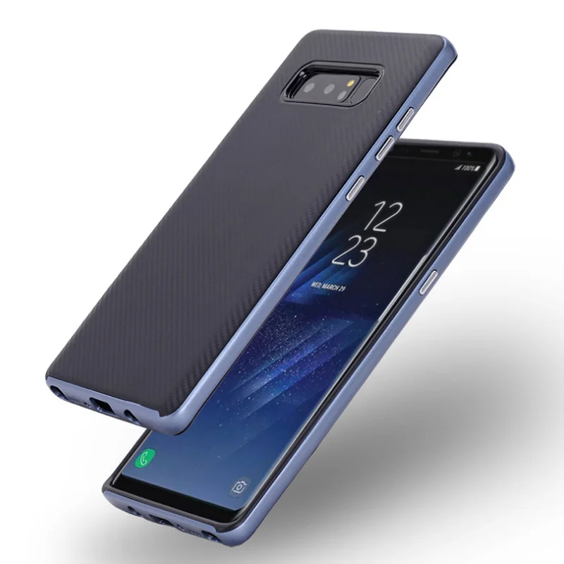 2in1 Ultra Electroplating frame PC + TPU Carbon fiber Case for Samsung Galaxy Note 8 Cover