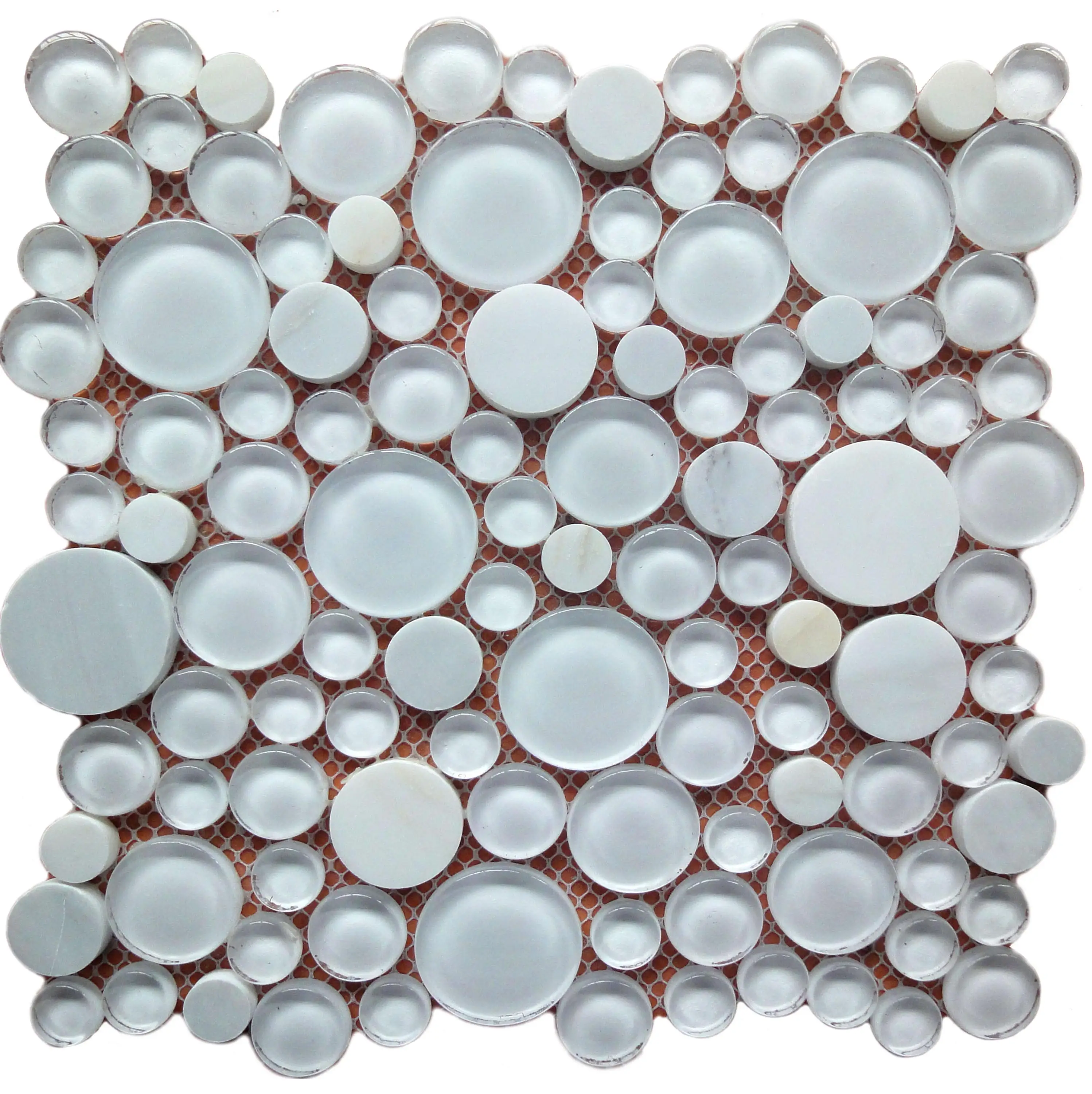 Milk White Stone Mix Glass Pebbles Mosaic Tiles Round Pebble Mosaic Medallion Floor Tile Patterns Glass Tile Pebble Mosaics
