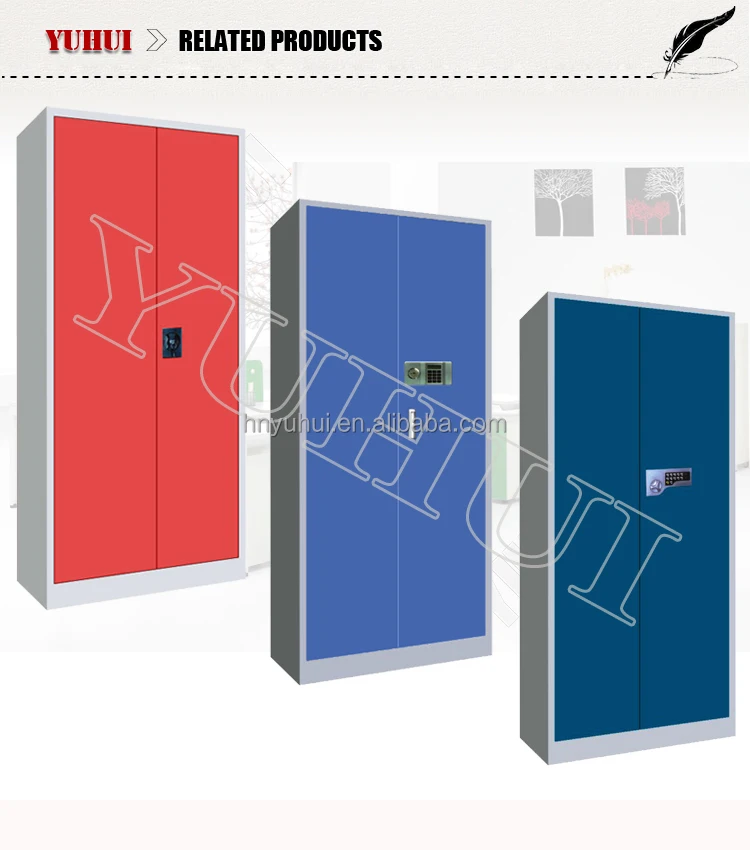cold rolled steel wardrobe with casters / metal wardrobe with shelves and casters