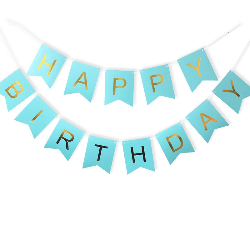 Custom Logo Happy Birthday Bunting Flags Paper Banner Buy Paper