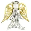 3D angel golden silver wholesale christian lapel pins with peal