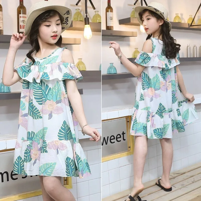 New 2018 Summer Clothing Kids Leaf Printed Children Girls Clothes Sets ...