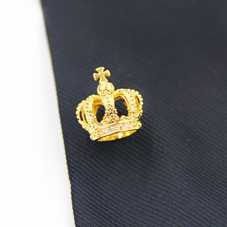 Wholesale 3d Crown Shaped Crystal Lapel Pins Gold Crown Lapel Pins