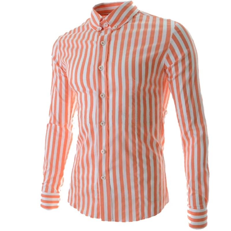 orange striped dress shirt