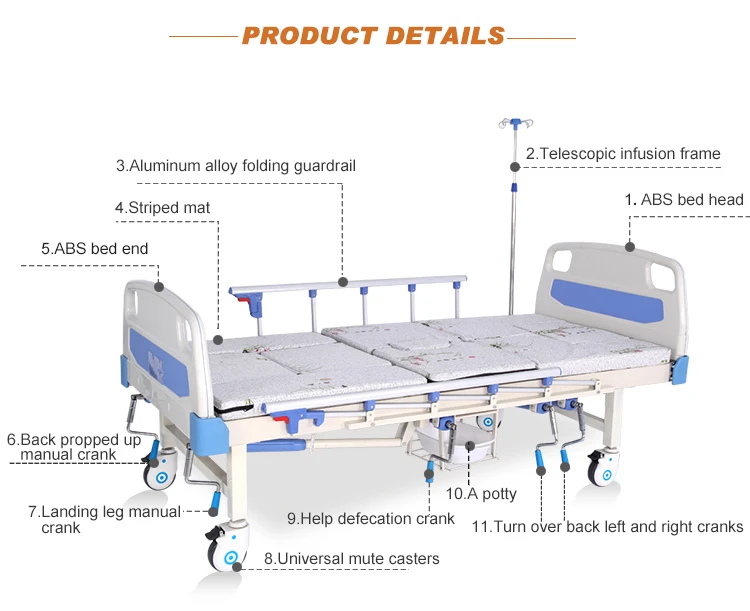 Multifunctional Health Care Bed Manual Nursing Bed Hospital Bed For