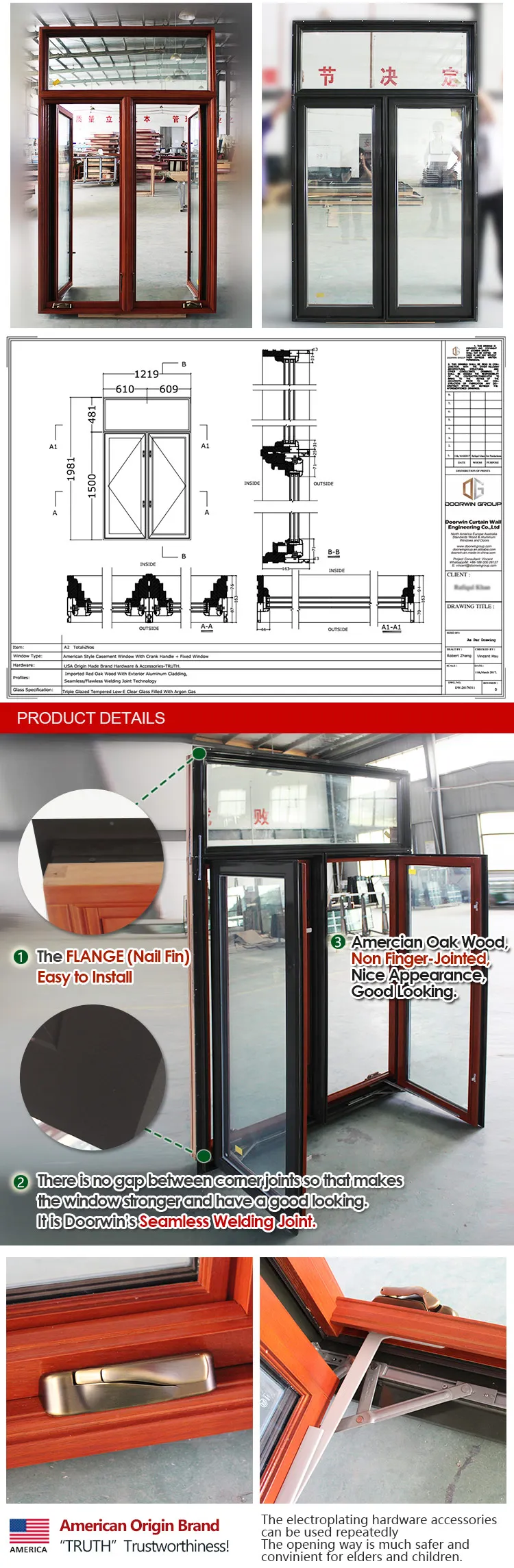 Quality ultimate push out casement triple glazed aluminium crank windows top quality awning window