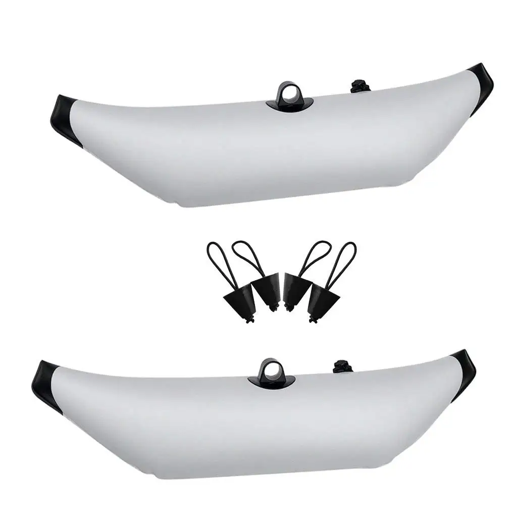 Water Sports Kayak Hardware Homyl 1 Pair Durable White PVC Kayak Standing SUP Fishing Inflatable Outrigger Stabilizer Water Float & 4 Scupper Plugs Stopper
