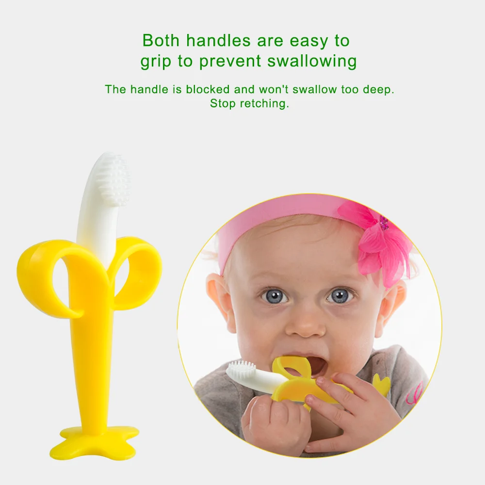 Hot Sale Baby Teether Silicone Banana Baby Infant Training Toothbrush
