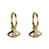 Hot Sale Trendy Jewelry White Cz Gold Women Turkish Eye Shape Drop Huggie Hoop Modern Earring