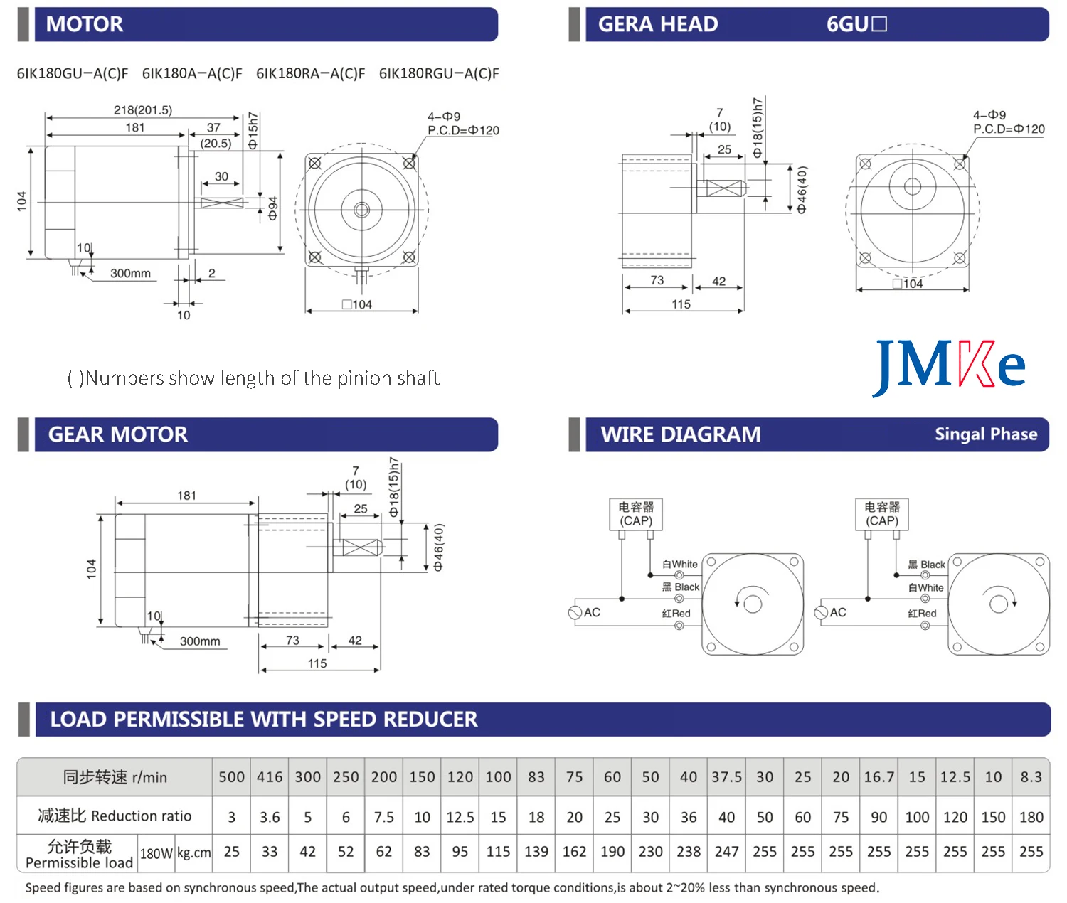 ac single phase gear motor