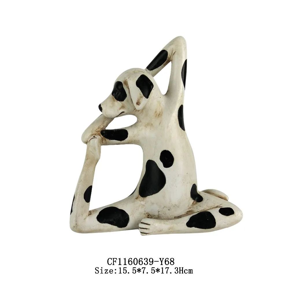 Resin Funny Yoga Pose Animal Statue Spotty Dog Figurine Home Decoration Artificial Europe Artistic Picture Shown Shine D 200PCS details