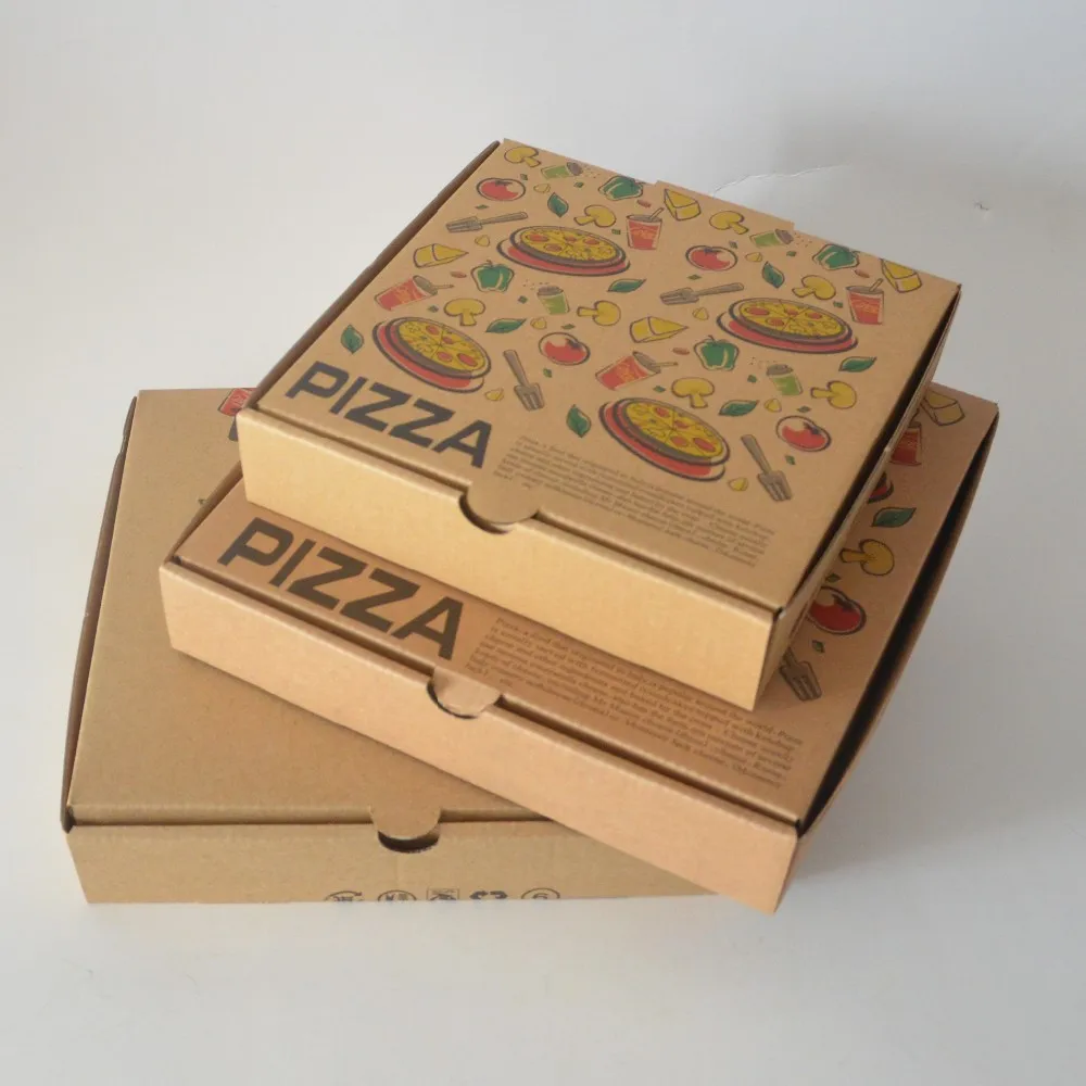 Brown Kraft Pizza Box Custom Logo Printed Empty Corrugated Cardboard