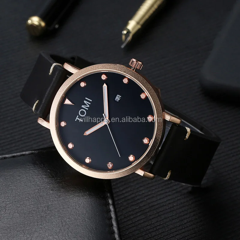 Wj6485 Leather Band Vogue High Quality With Calendar Tomi Men Hand