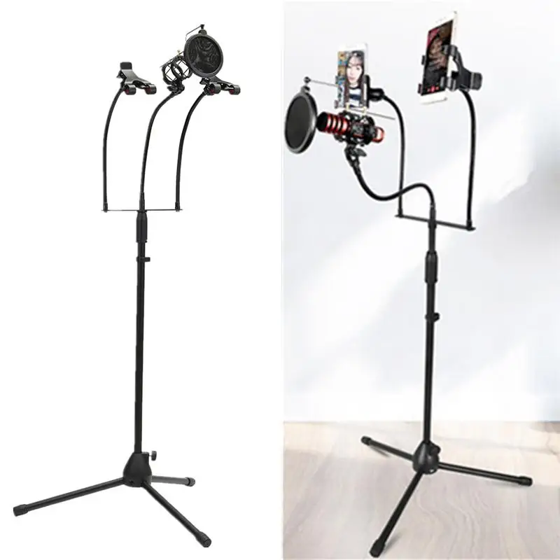 Adjustable Recording Mic Microphone Stand Bracket Tripod With Dual