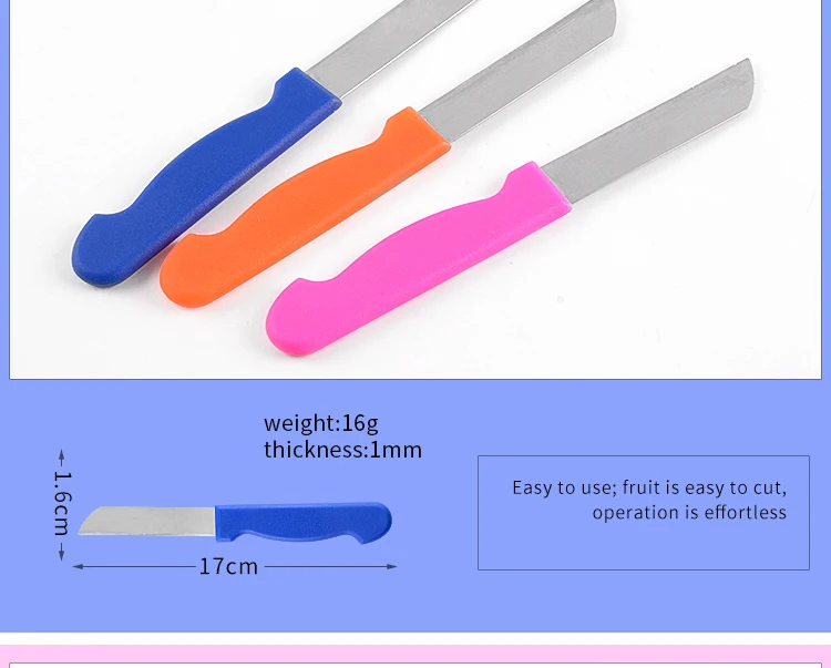 12pcs Stainless Steel Single Color Handle Fruit Knife Set Paring Knives