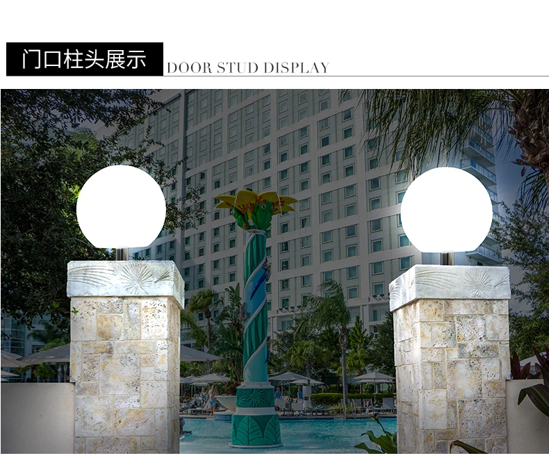Outdoor Pillar Light Solar Powered Led Garden Ball Sphere Lights For