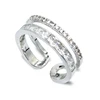 925 silver open adjustable index finger ring simple zircon diamond light luxury double layer 2019 new ring for ladies
