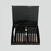 Set 12 Rosewood Handle Laguiole Manufacturer Meat Knife and Fork