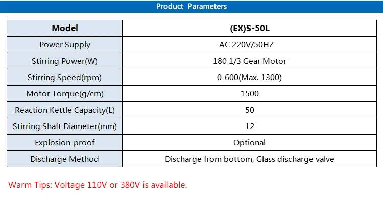 50L Best Explosion Proof Glass Reactor Chemical Jacket Glass Reactor