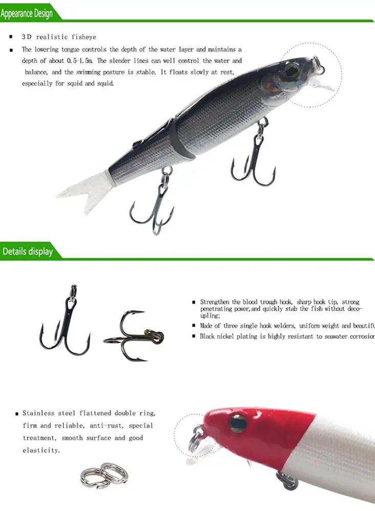 Minnow fishing lure jointed bait soft