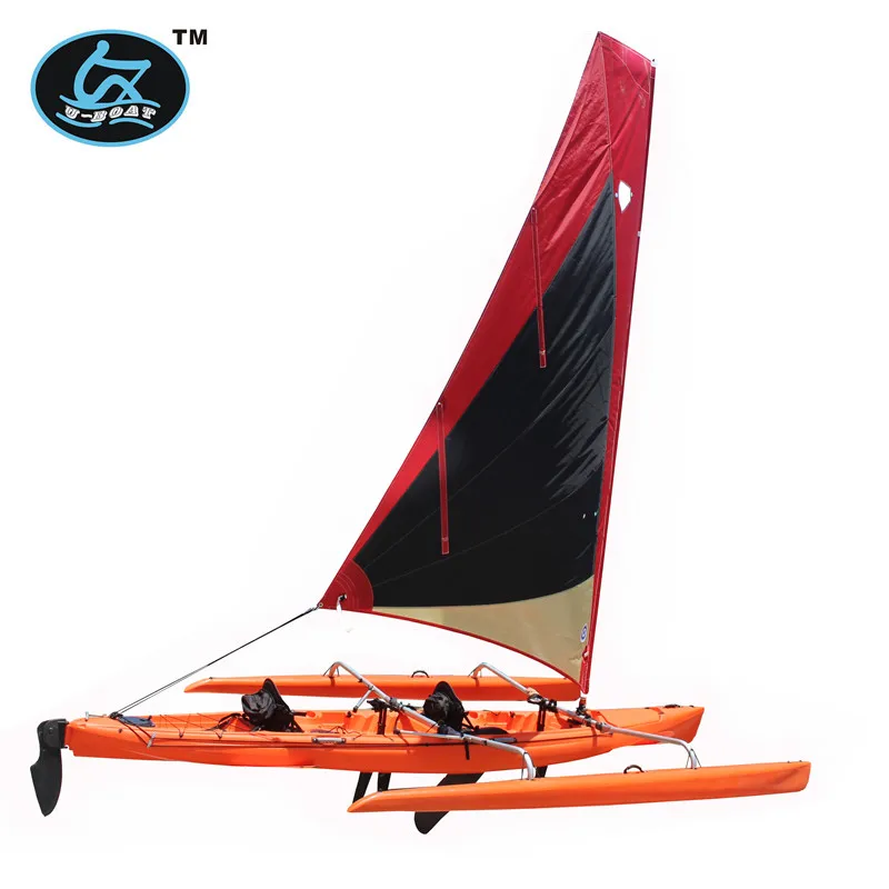 
New design high quality 18ft plastic sailboat with foot drive pedal system and rudder on sale 