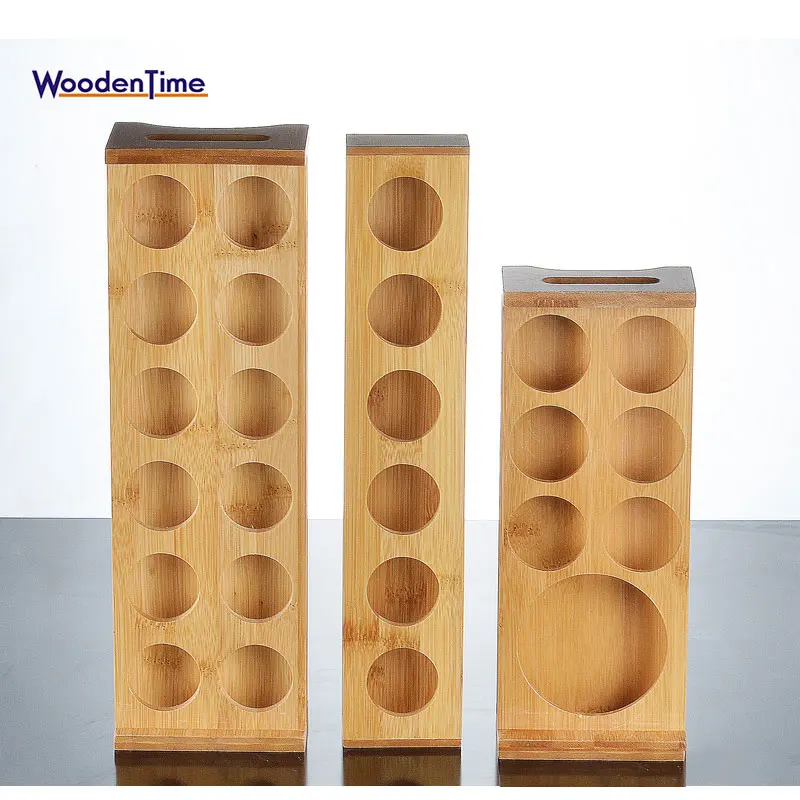 6/7/12 Holes Kitchen natural bamboo wine glass drink holder serving tray wood bamboo coffee beer cup holder tray