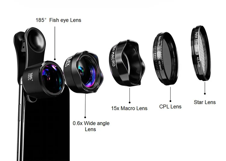 Universal Clip 5 In 1 Camera Lens Kit For Android Phone Buy Lensa