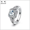 Rectangular lab-created purple CZ diamond frame rings stone ring in sterling 925 silver