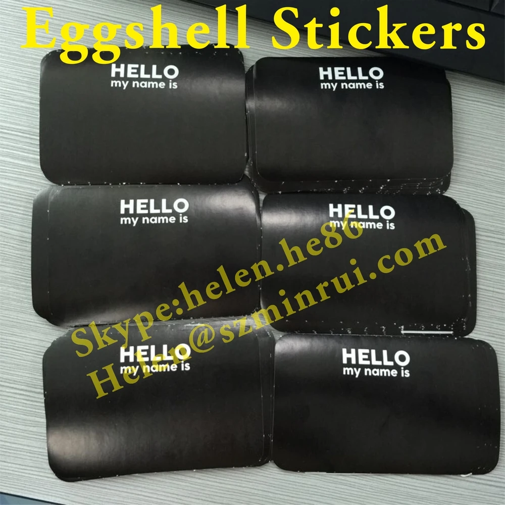 Custom 90x60mm Size Black Hello My Name Is Blank Style Vinyl Custom 90x60mm Size Black Hello My Name Is Blank Style Vinyl Eggshell Stickers