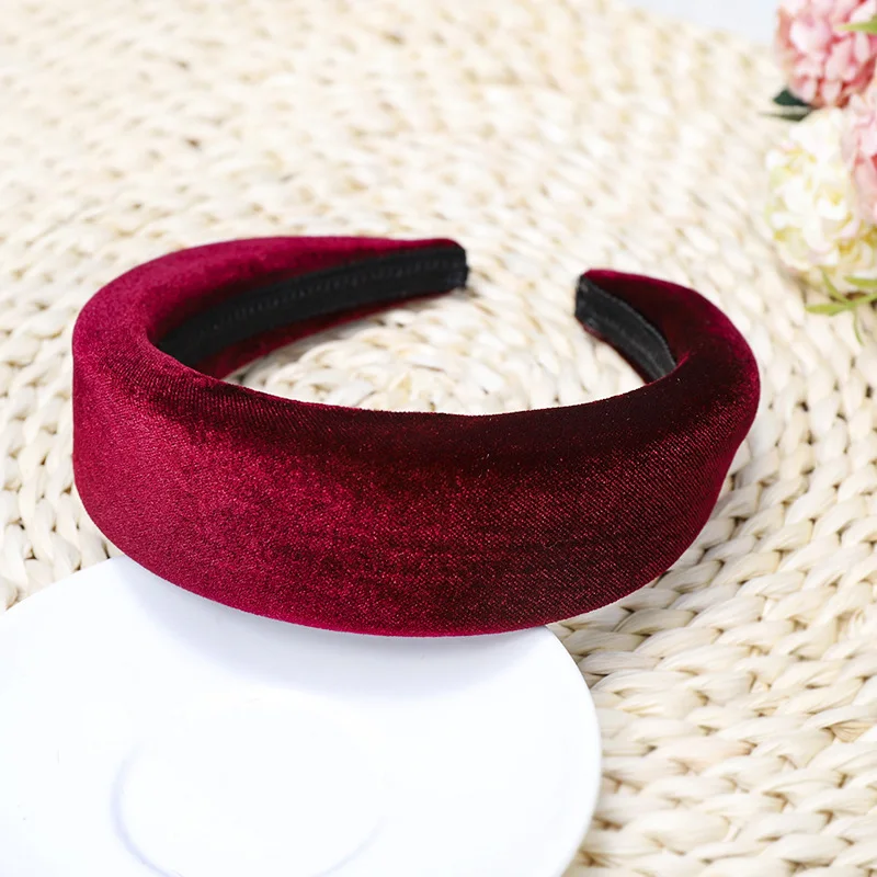 LRTOU Wholesale Ins Hot Sale Hair Accessories Winter Thick Hair Band Sponge Velvet Plain Plastic Headband For Girls