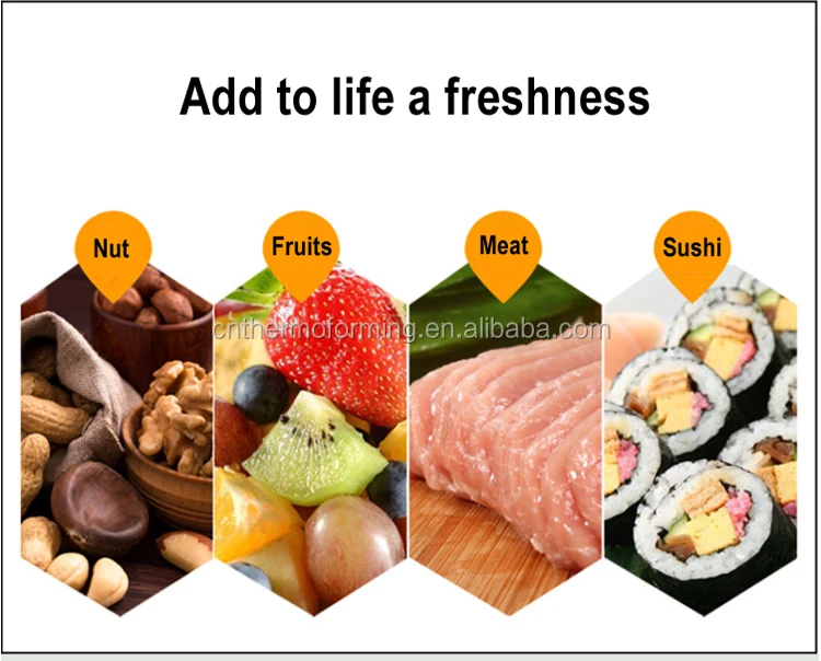 Supermarket plastic tray rectangular fruit vegetables meat PP / PET fresh tray transparent tray