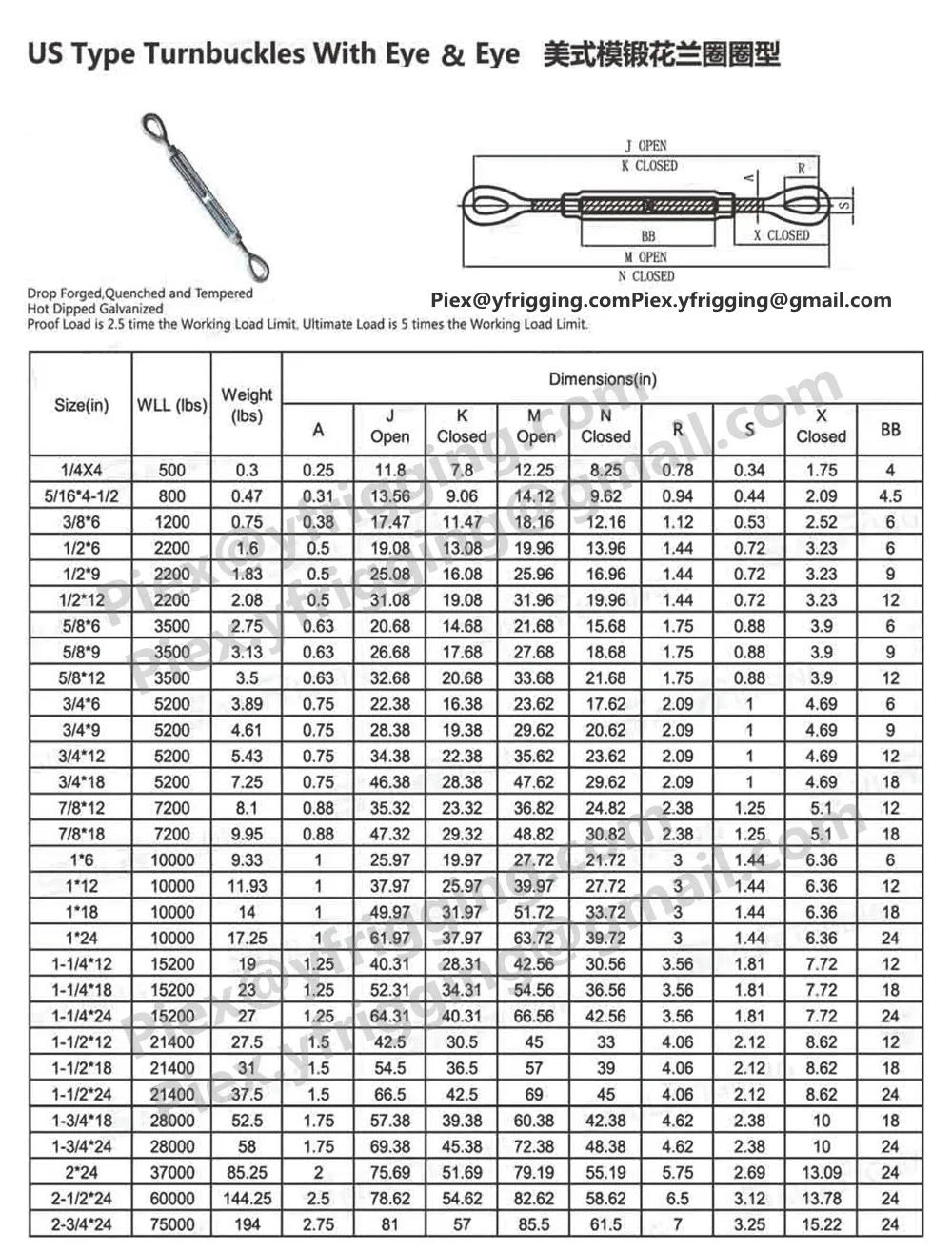 Kami Jenis Tugas Berat M10 16 20 24 30 Din 1480 Turnbuckle Ditempa Besi