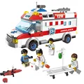 328pcs DIY Brand Compatible Ambulance First Aid Truck Building Blocks Educational Assembly Bricks Toys for Kids