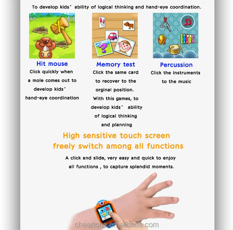 Hotest Product for Child 2015 1.5 Inch Touch Screen kids watch, Smart Watch with 0.3 MP Camera