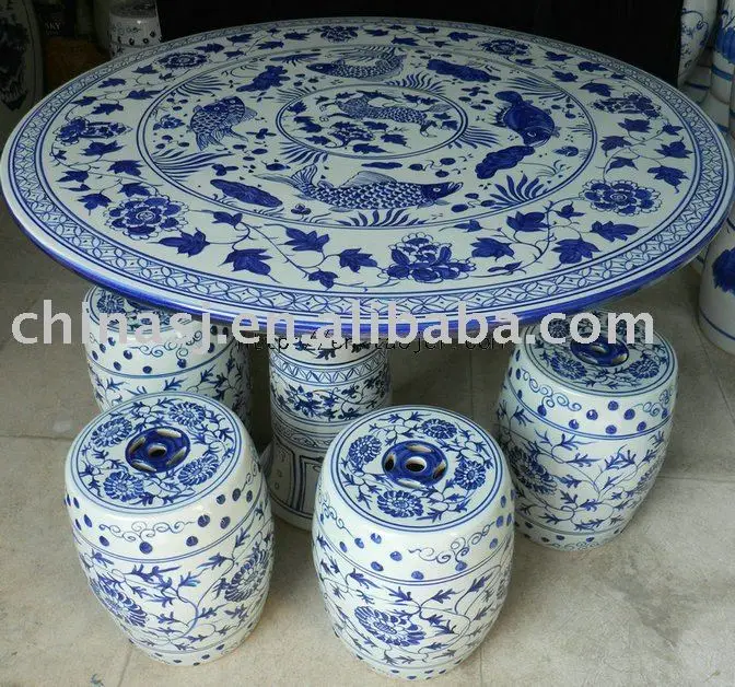 Blue And White Chinese Porcelain Garden Table Stool Wryay24 Stools On
