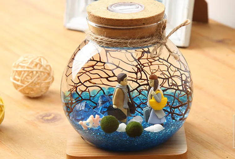 Glass Globe Jar Terrarium With Led Light In Cork Lid Buy Globe
