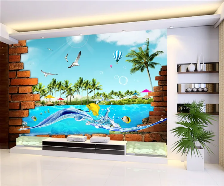 3d Brick Pattern Underwater Scenery Wall Art Picture 3d Wall Papers Buy 3d Brick Wall Paper 3d Scenery Wall Paper Art Wall Paper Product On