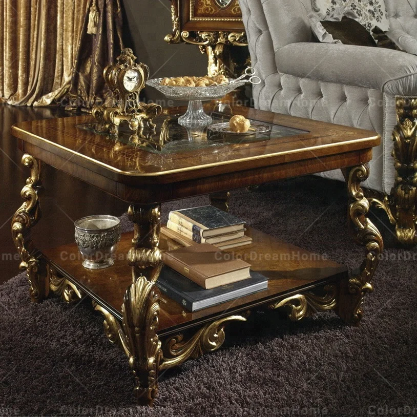 Luxury Baroque Style Turkish Wooden Middle Eastern Coffee Table Side
