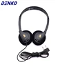 DENKO PVC CE ROHS certificated 13mm speaker 3.5mm single plug airline headphone disposable headsets for tender, free sample