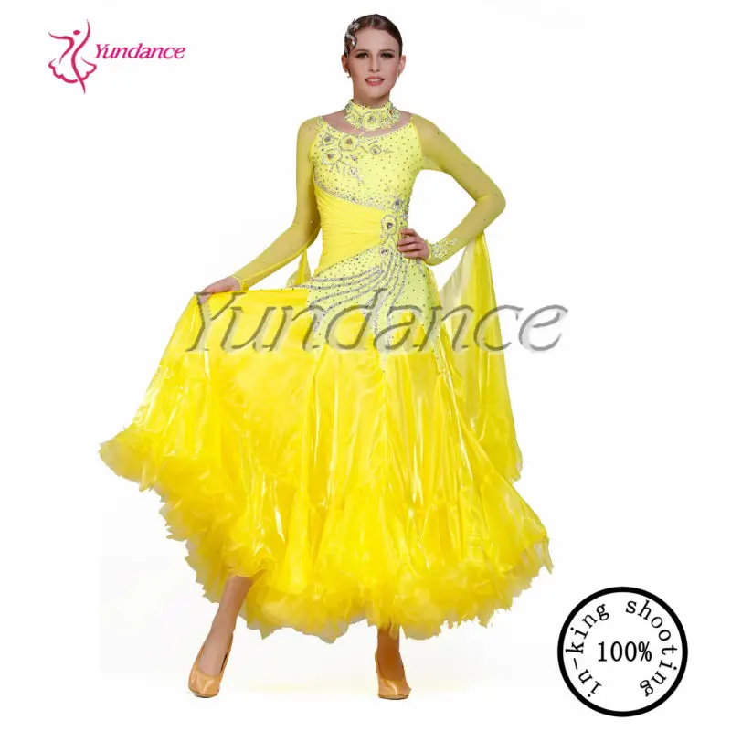 B1397 High Quality Custom Made Ballroom Dance Dress Yellow Buy