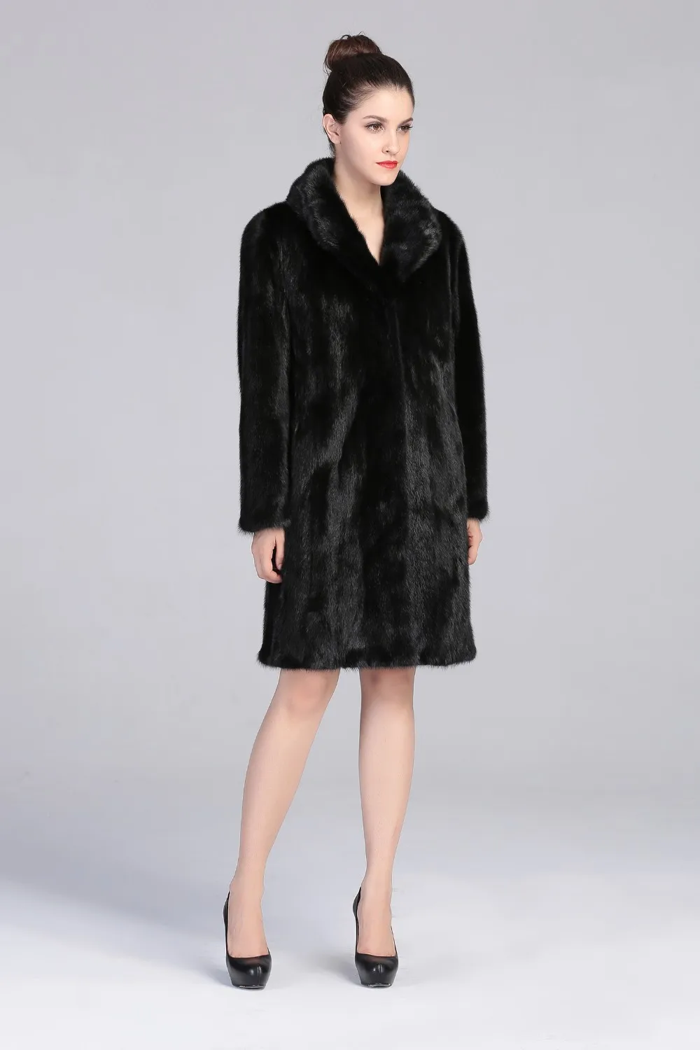 Luxury Genuine Whole Skin Mink Fur Long Coat With Hood/mink Long Coat ...